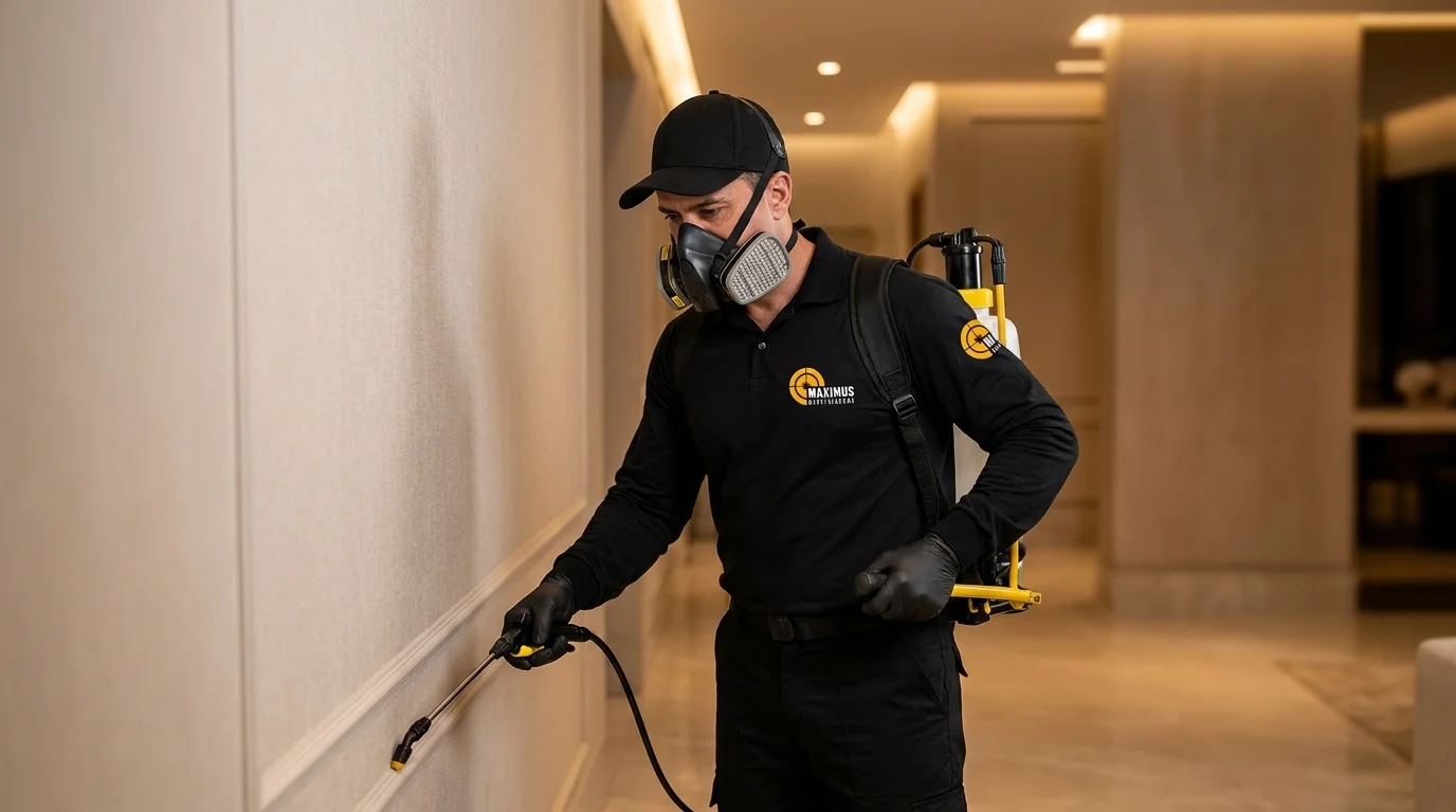 Técnico da Maximus realizando inspeção de controle de pragas